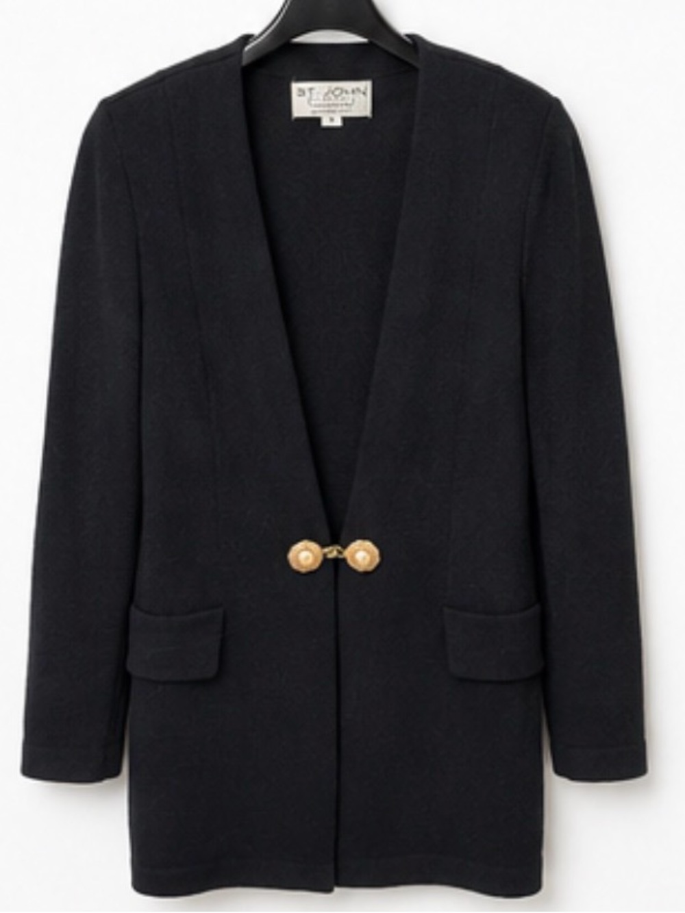 St. John Black Blazer with Gold Button Closure
